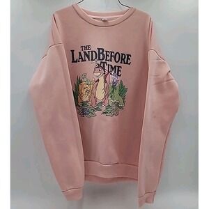 Land Before Time Sweatshirt Shirt‎ XL Graphic Print Dinosaurs Pink